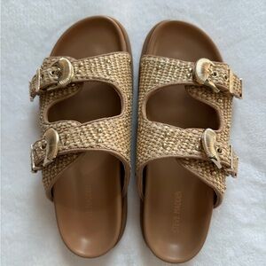 Steve Madden Woven Shell Buckle Sandals in Tan